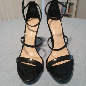Nine West Glossy Black Strappy Heels